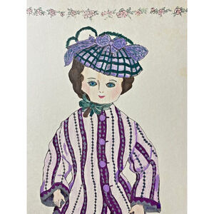 Ellen Nelson Colored Page Art Print Parisian China Doll Girl 17.5"x12" Vintage